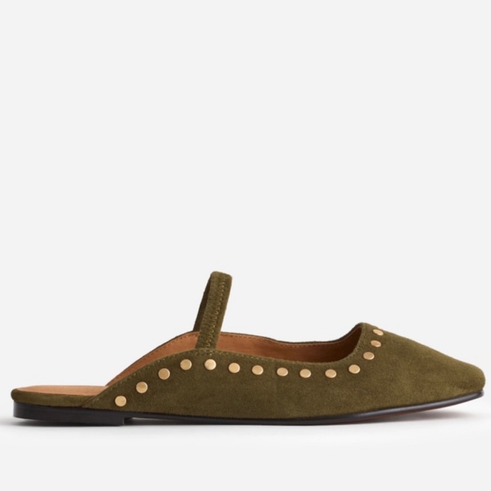 Madewell Olive Green Suede Studded Mule
